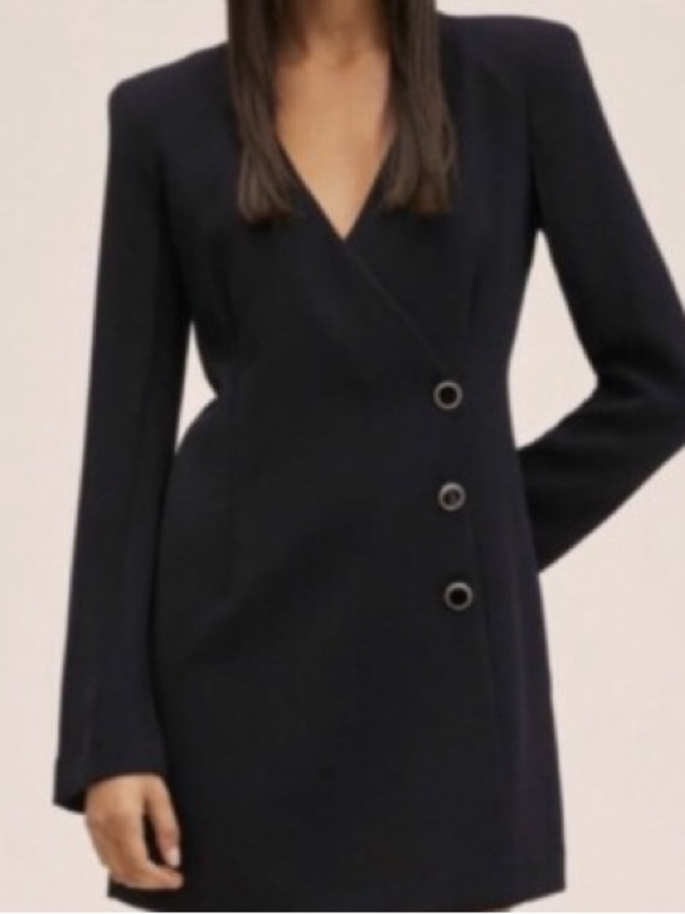 Jason Wu Black V-Neck Mini Dress with Asymmetrical Button Detail